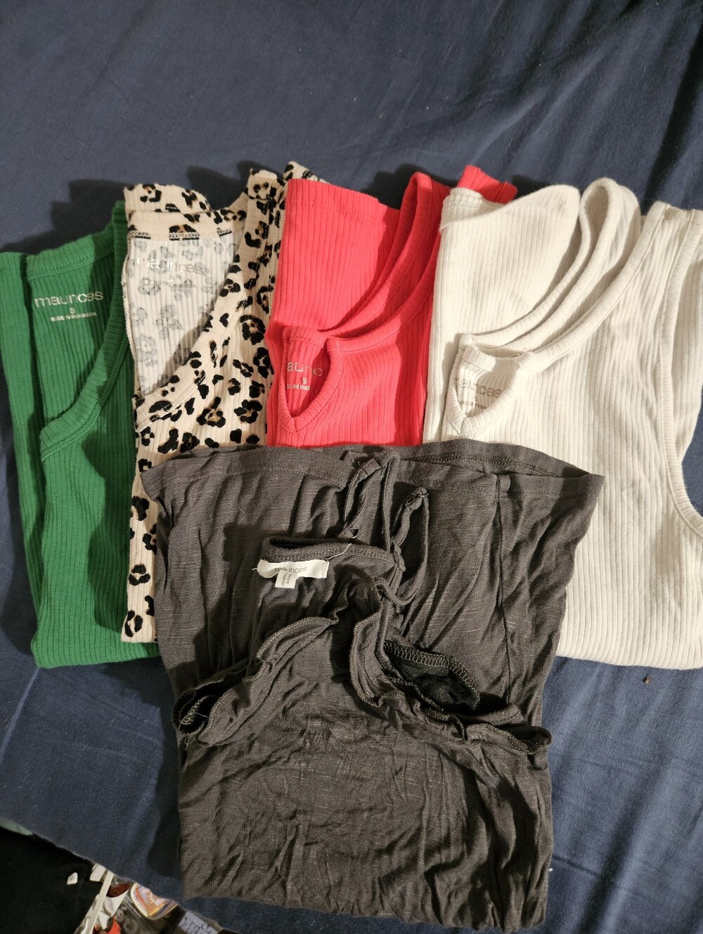 Maurices Mixed Ribbed Tank Tops - Green, Leopard, Pink, White, Charcoal Silky